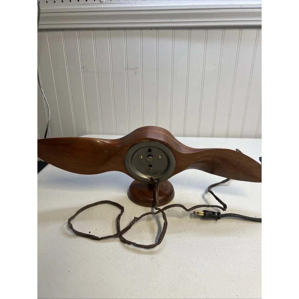Vintage Wooden Propeller Electric Wall Clock by Lanshire Parts Or Repair 18
